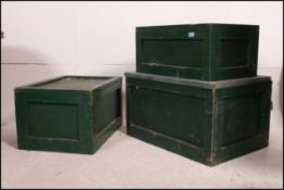 A graduating set of 3 Industrial wooden