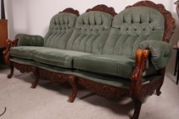 A 20th century carved hardwood sofa sett