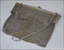 A large silver plated ladies mesh purse