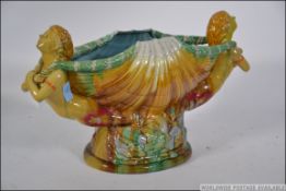 A substantial majolica table centrepiece