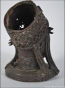 An unusual African tribal bronze bust of