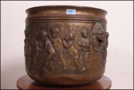 A large brass 19th century log bin / coa
