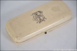 A 19th century carved ivory vanity set c