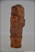An unusual Chinese carved walking cane h