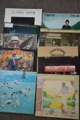 A collection of vinyl long play records