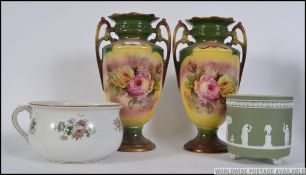 A pair of 19th century Staffordshire tra