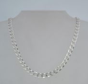 A silver belcher linked necklace chain of heavy form stamped 925. Weight 29.