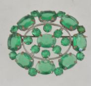 An Edwardian / 1920's unfoiled queen silver rhinestone brooch of czech origin having silvered brass