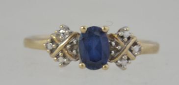 A vintage 10ct gold and sapphire ring.