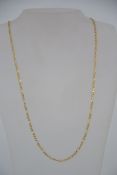 An Italian 18ct gold figaro chain necklce with lobster claw clasp. Marked 750 Italy.