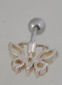 2 contemporary silver and mother of pearl earrings together with a crystal and silver mount pendant,