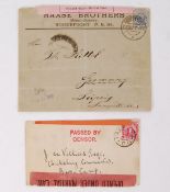BOER WAR COVERS: Two original Boer War related postal history covers / envelopes both with censor