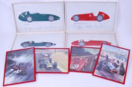 MOTOR RACING: A set of 4 framed glazed 1960's motor racing interest prints.