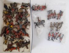 LEAD SOLDIERS: A collection of assorted vintage lead figures and soldiers to include Britains,