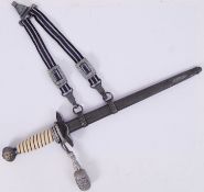LUFTWAFFE DAGGER: An original German Luftwaffe Officers dagger with scabbard,