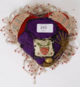 SWEETHEART CUSHION: A First World War WWI period Sweethearts Cushion,