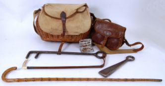 MILITARIA: An interesting mixed lot to include a vintage WWI era swagger stick crop,