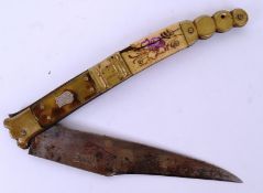 KNIFE: A Spanish / North African early 20th century folding knife of large form,