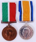 MERCANTILE MARINE: A First World War WWI Mercantile Marine medal pair, named to a Thomas Brown.
