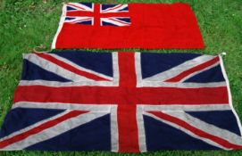 FLAGS: Two vintage (possibly First World War period) flags. One being a union flag, and another.