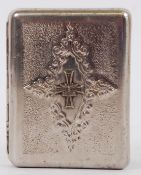 CIGARETTE CASE: An unusual 20th century WWII era Third Reich decorated ' Stalingrad Cross '