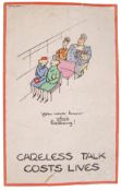 WWII POSTER: An original WWII Second World War home front ' Careless Talk Costs Lives ' public