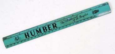 HUMBER BICYCLES: A rare Humber bicycle ruler - measure in original colours of metal form with