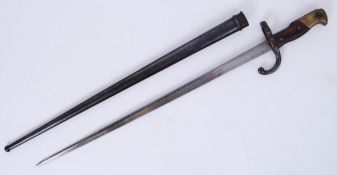 BAYONET: An antique French 19th century Gras rifle bayonet - the blade stamped for 1882.