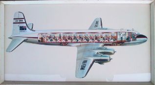 W. KROGMAN PAINTING: A fabulous vintage 1960's ' Qantas VH-EBM ' aeroplane painting.