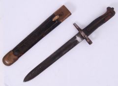 BAYONET: An original MR818 Mauser rifle bayonet and scabbard. 37cm long.