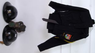 MILITARIA: An assortment of WWII militaria to include 2x WWII Wardens helmets with ' A ' to front,