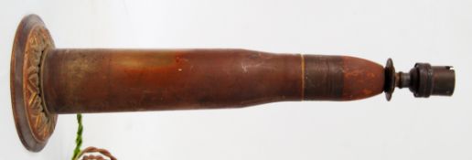 TRENCH ART LAMP: A very unusual early 20th century lamp,