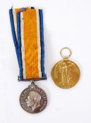 FIRST WORLD WAR MEDALS: A pair of WWI First World War Medals, awarded to a 70668 Pte EH King,