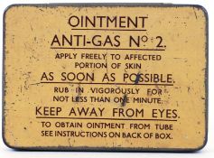 ANTI GAS: A rare unused tin of WWII Second World War c1940 ' Ointment For Anti Gas No.2 ' tin.