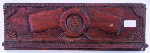 HOLT HILL: An unusual rare 19th century carved wooden pipe rack,