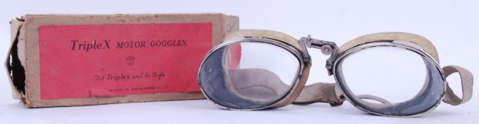 RARE TRIPLEX MOTOR GOGGLES: A set of rare pre-war TripleX Motor Goggles, in original condition,