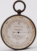 POCKET BAROMETER: A brass cased pocket barometer P. H.
