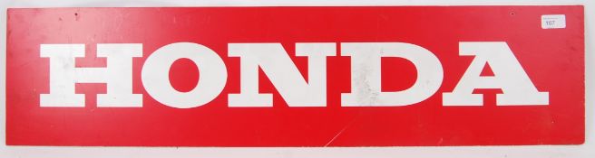 HONDA DEALERSHIP SIGN: An original Honda Dealership double sided plastic hanging sign.