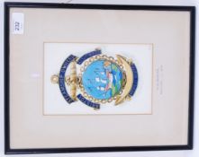 BRISTOL STEAMSHIP: A 20th century hand painted watercolour emblem for the Bristol Steamship Owners