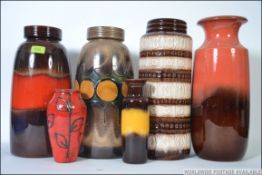 A set of 6 West German fat lava vases,