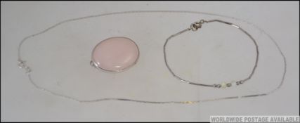 A silver 925 ladies bracelet with agate ball finial spacers together with a silver 925 box linked
