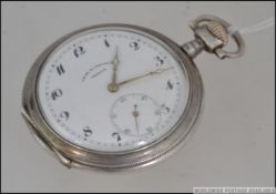 A silver 800 marked gentlemans crown winding vintage pocket watch,