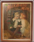 An original early 20th century framed and glazed shop advertising poster for ' Milkmaid full cream