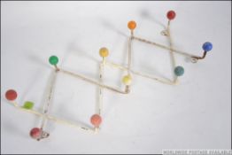 2 1960's Atomic / Sputnik angular metal coat hook - racks with multi-coloured ball finials