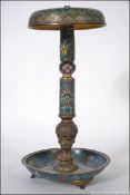 A 20th century cloisonne dish / ashtray of blue grounds having a central sectional column with a