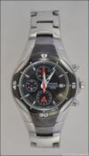 A good gentlemans contemporary Pulsar chronograph wristwatch with black face,