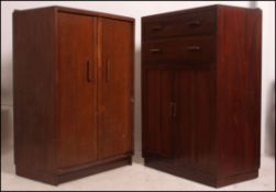 A mahogany 1930's tallboy together with a 1930's oak bachelors cupboard,