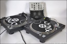 A pair of Citronic PD 1MKII mixing / record decks along with a Numark DM 1050 mixer