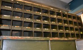 A Industrial believed ex military 1940's 44 section cubby stationary pigeon hole cabinet in