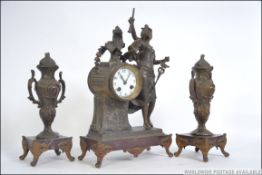 A 19th century French 3 piece marble and spelter clock garniture.